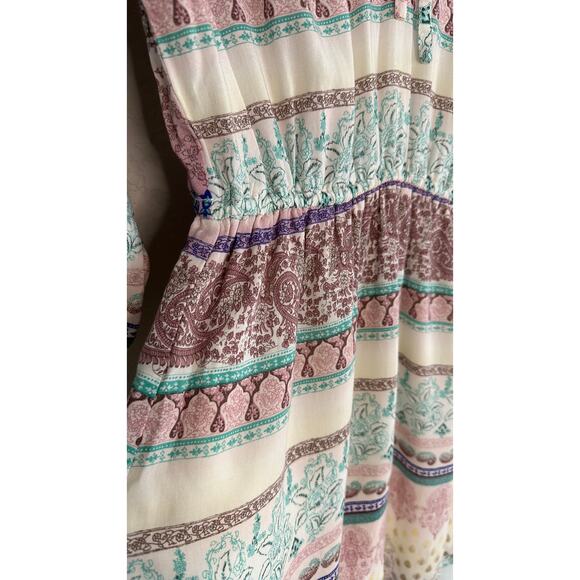 O’Neill Pastel Paisley Boho Dress Surfer Beachy Hippie Girly Ruffle Summer Vaca - Picture 6 of 7